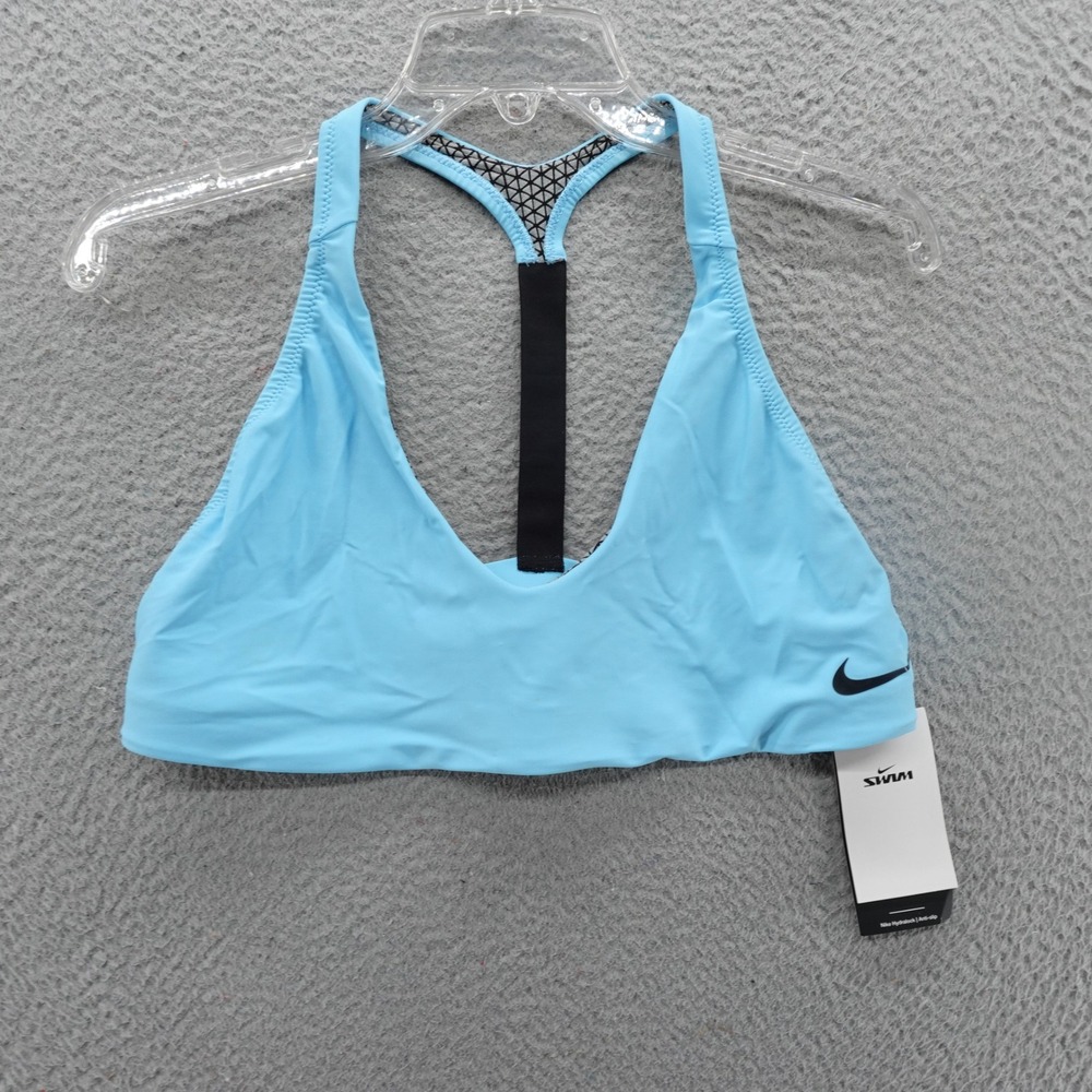 Nike Swim Womens HydraLock Anti-Slip Racerback Bikini Top Blue XL NEW